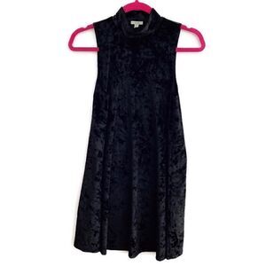 NWOT Urban Outfitters Ecote Velvet Mock Neck Sleeveless Mini Dress Black LBD XS
